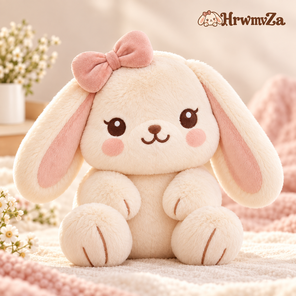 HrwmvZa™ Blush Bow Floppy Bunny Plush
