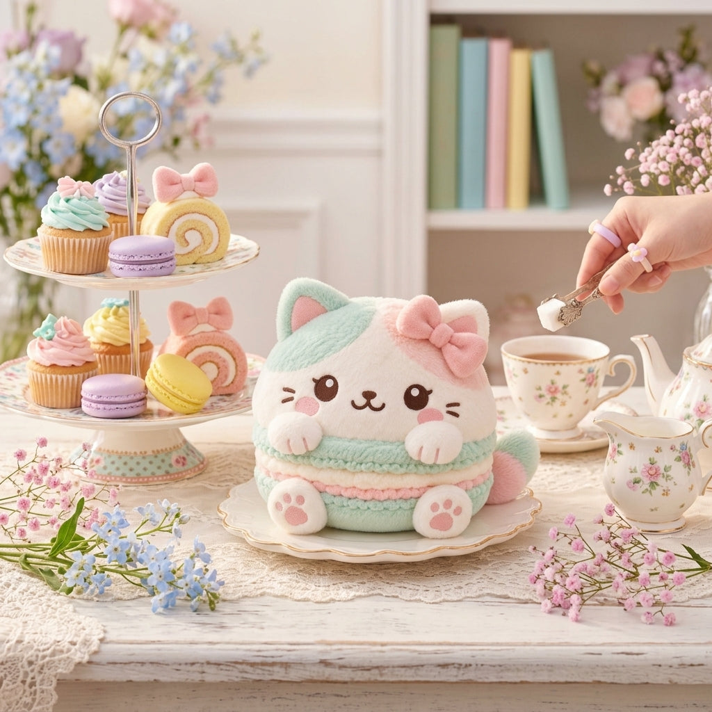 HrwmvZa™ Pastel Macaron Kitten Plush