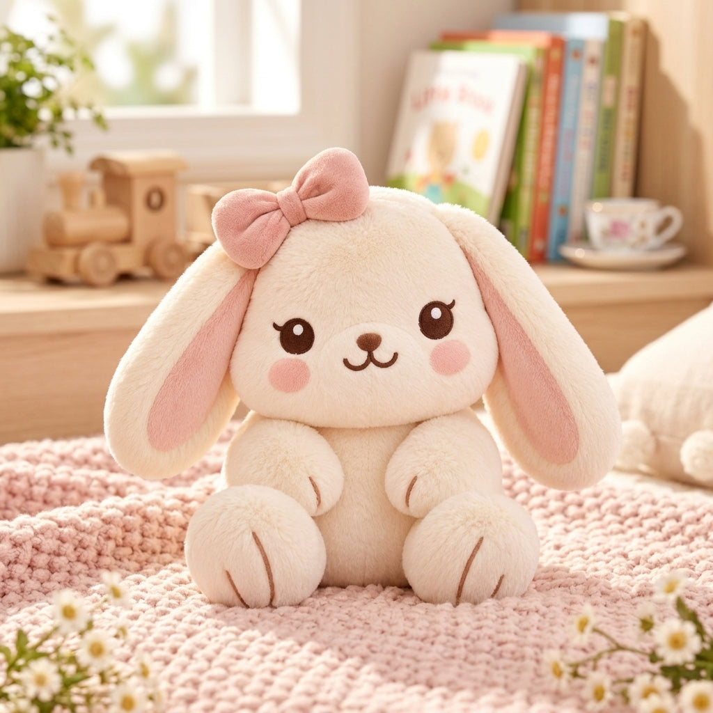 HrwmvZa™ Blush Bow Floppy Bunny Plush