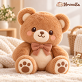 HrwmvZa™ Caramel Bow Teddy Bear Plush