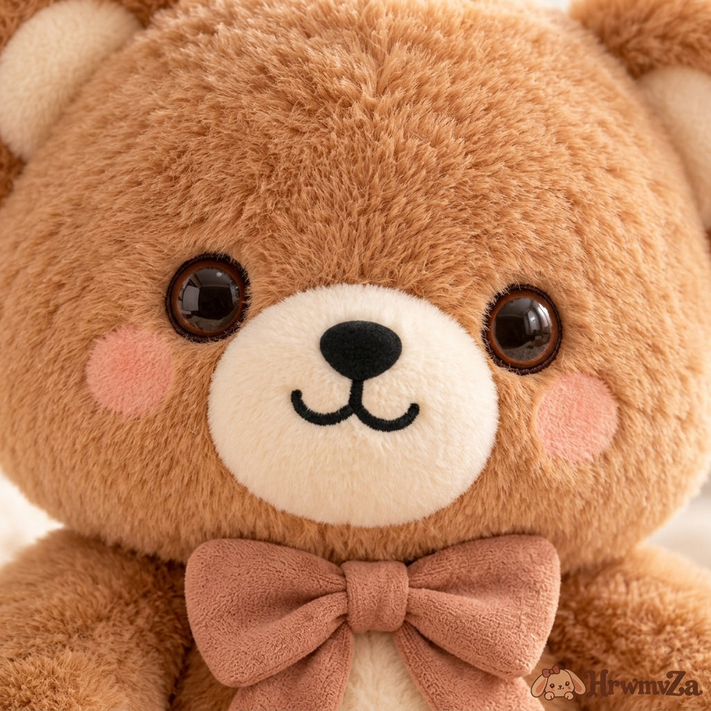 HrwmvZa™ Caramel Bow Teddy Bear Plush