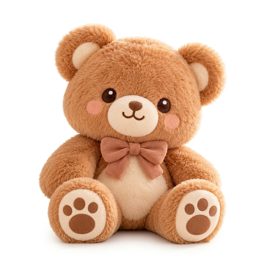 HrwmvZa™ Caramel Bow Teddy Bear Plush