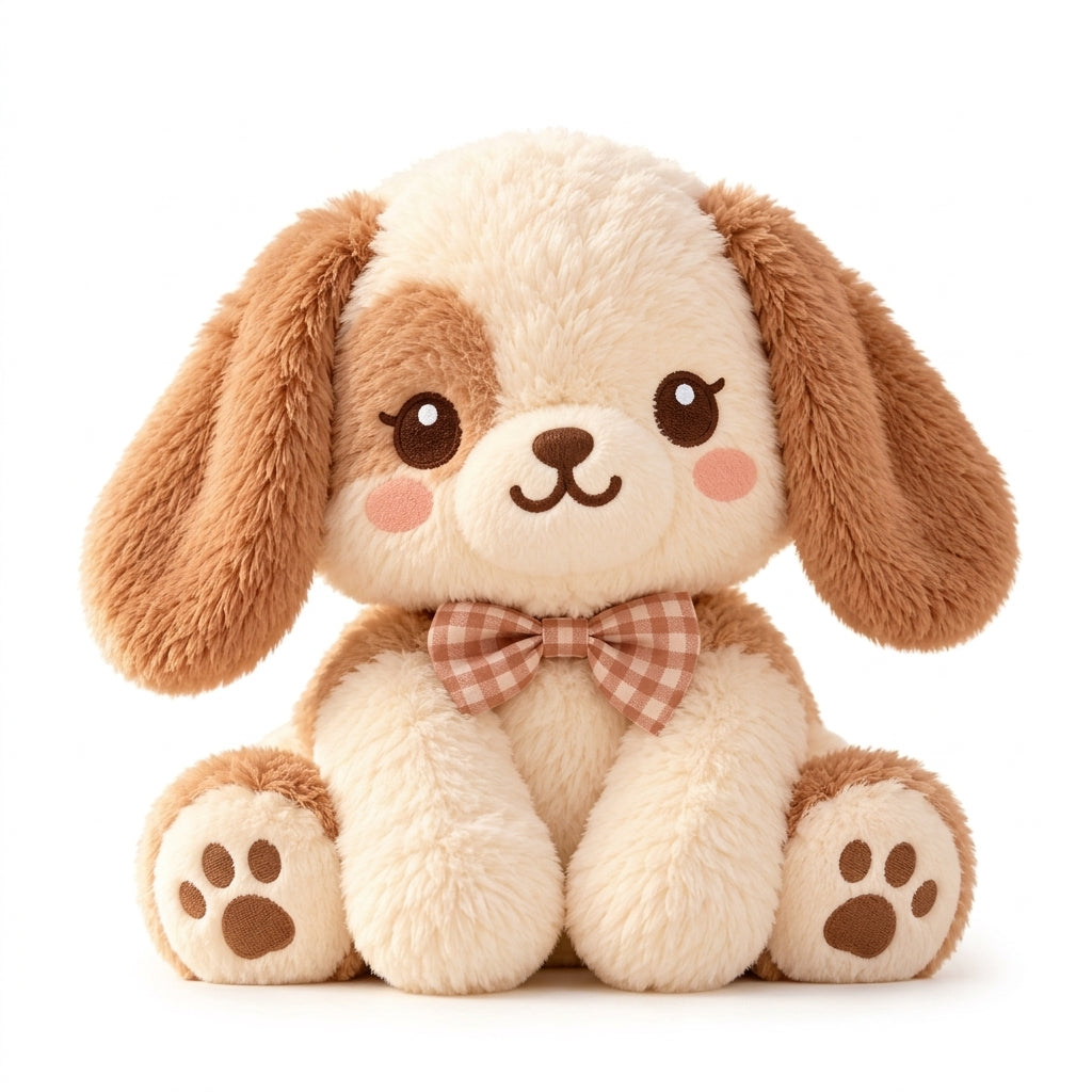 HrwmvZa™ Gingham Bow Floppy Puppy Plush