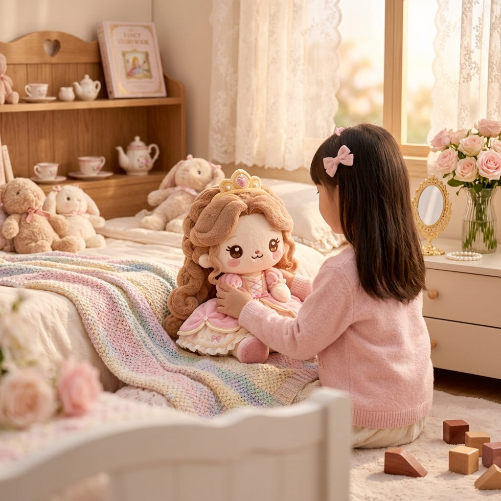 HrwmvZa™ Rose Tiara Princess Plush Doll