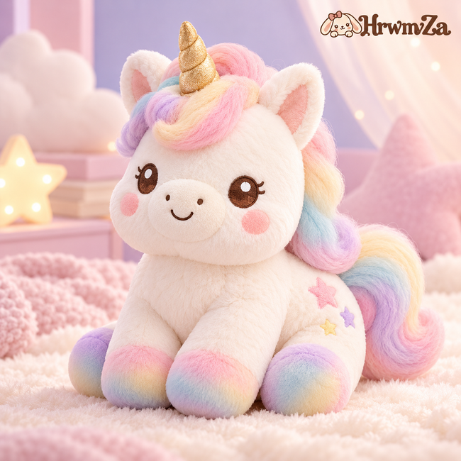 HrwmvZa™ Pastel Rainbow Unicorn Plush